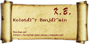 Koletár Benjámin névjegykártya
