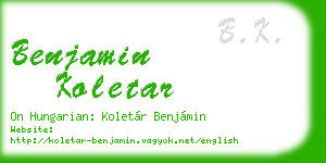 benjamin koletar business card