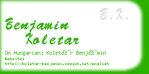 benjamin koletar business card